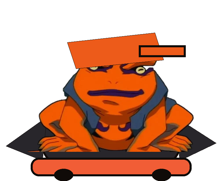 Animated Gamakichi city skating character